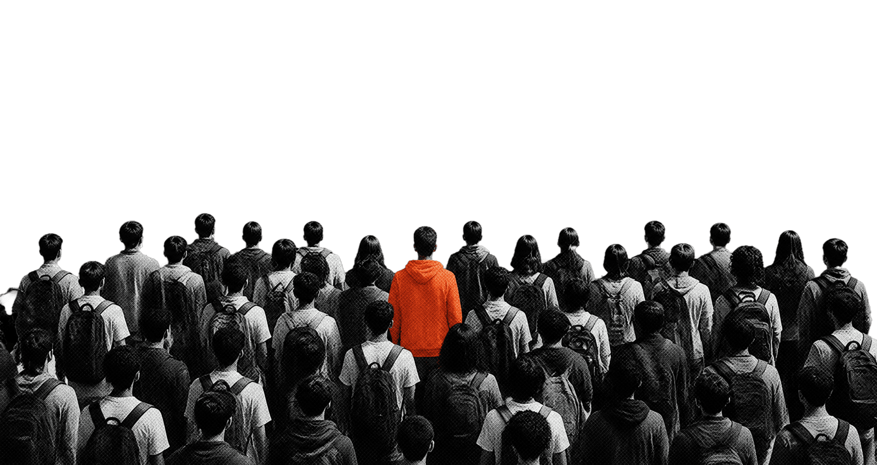 A crowd of students, with one voice standing out